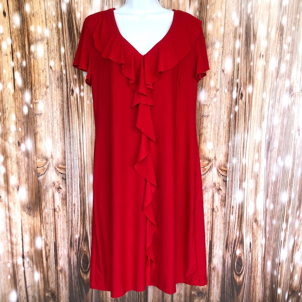 Avon Red Flutter Sleeve Dress